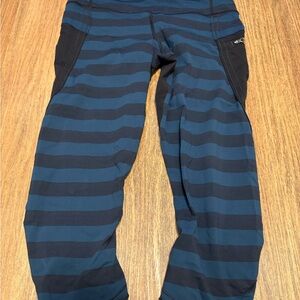 Lululemon Athletica Blue and Black Striped Cropped Pants